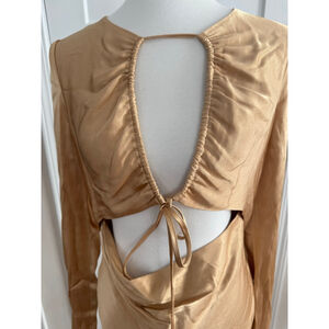 Women's SHONA JOY Long Sleeve Cut Out Midi Dress Gold Size 8